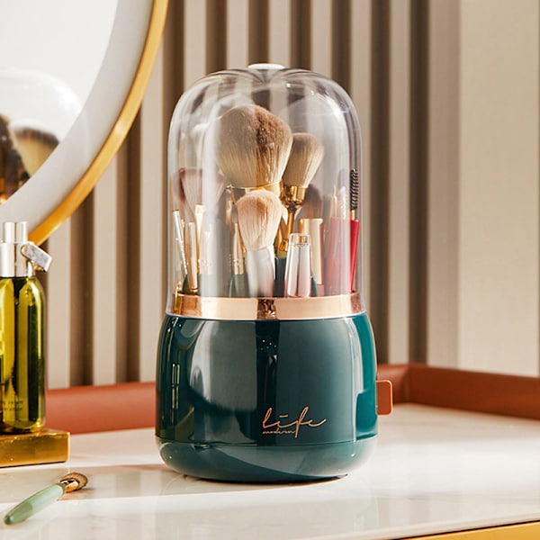 360° roterande sminkborstarhållare Desktop Makeup Organizer Green
