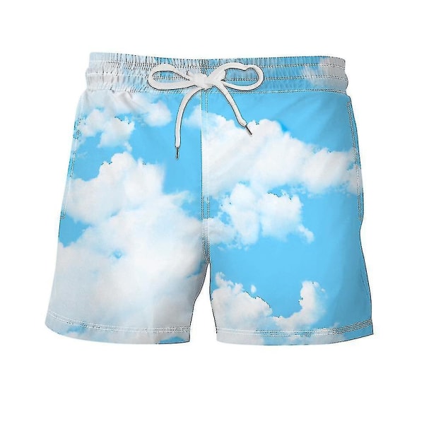Badbyxor med resår i midjan för män Badshorts Byxor Badkläder Beach Summer Hawaiian Byxor Blue