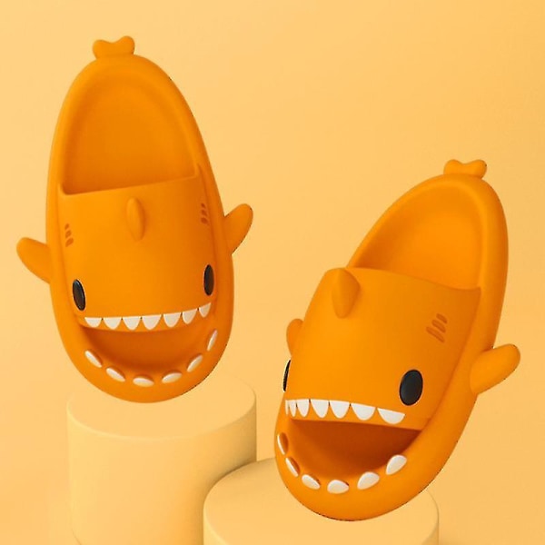 Shark Tofflor Halkfria duschtofflor Badrumstofflor Mjuka sommarsandaler för flickor och pojkar New V Orange 40 41