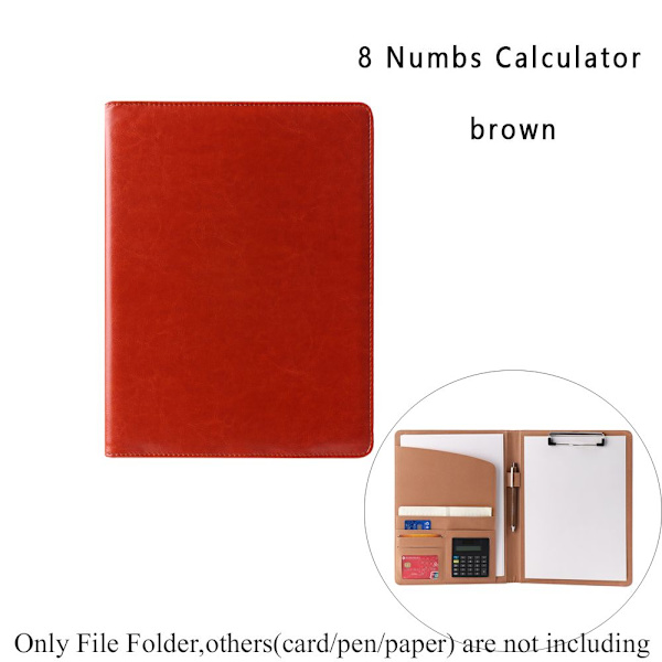 Manager Portfolio File Mapp Dokumenthållare BRUN 8 NUMBS brown 8 Numbs calculator