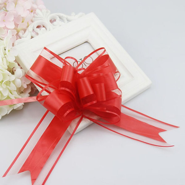 Ribbon Bröllop Pull Bildörr Handtag Blomma RÖD red