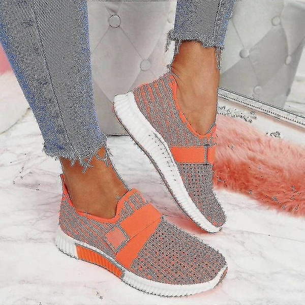 Slip-on skor med ortopedisk sula Dammode Sneakers Plattform Sneaker för kvinnor Walking Shoes Orange 41