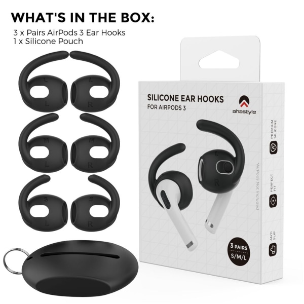 3 par öronproppar EarPads för Airpods 3 black