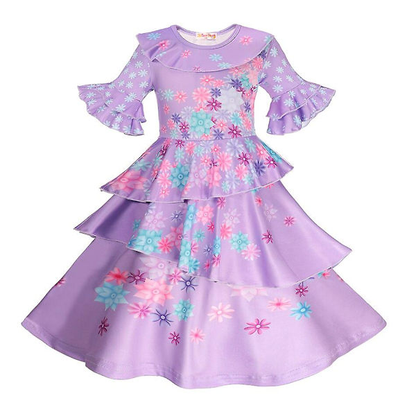 Flickor Festklä upp Frozen Princess Costume Barnrock Kostym 110cm