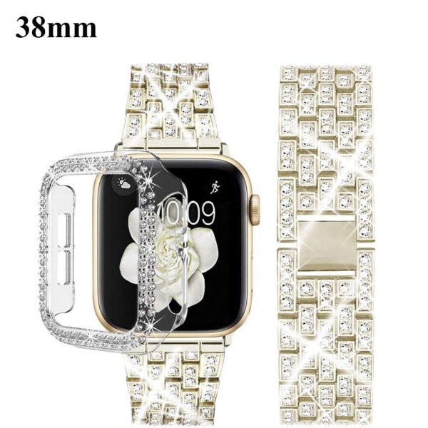 Klockarmband i metall med diamanter för Apple Watch champagne 38mm