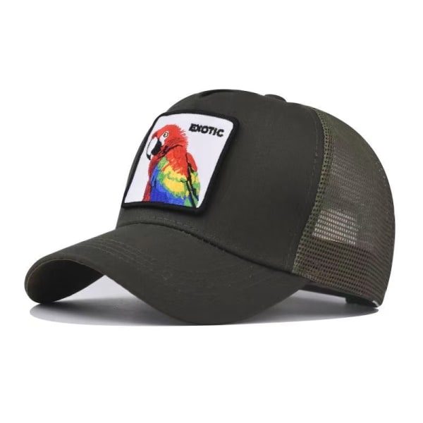 Papegoja Broderad Trucker Cap Baseball Cap Justerbar