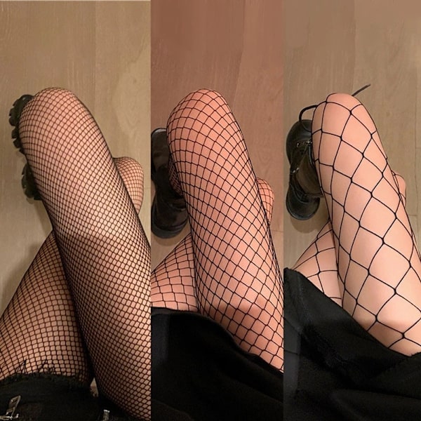 Sommarsexiga nätstrumpor nätstrumpbyxor leggings kvinnor Black Small Mesh