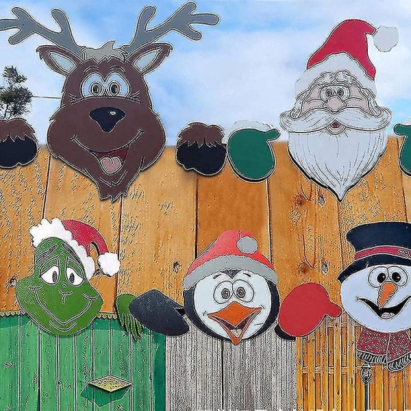 Rolig jultomte staket utomhus jul djur renar charmiga prydnader nyårsfest Decorati