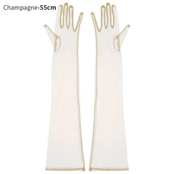 1 par Tyllhandskar Bröllopsbröllopshandskar CHAMPAGNE 55CM Champagne 55cm
