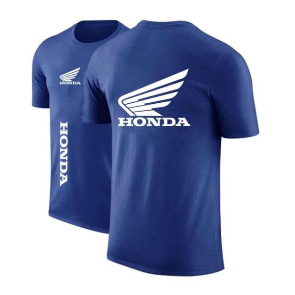 Sommar Honda logotyp rund hals Print korta ärmar blue 2XL