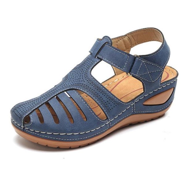 Sommar dam wedge sandaler Spänne Casual Retro sandaler Blue 40