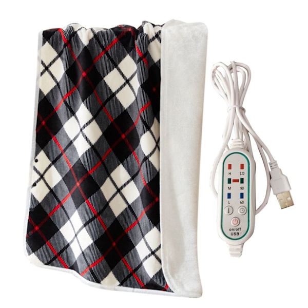 Elektrisk uppvärmd filt sammet varm sjal red checkered blanket