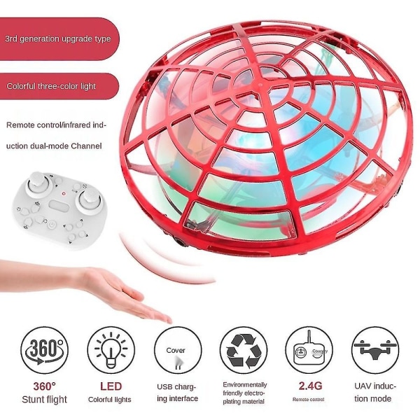 Mini Helikopter Barnleksaker UFO Drone Barnleksaker red