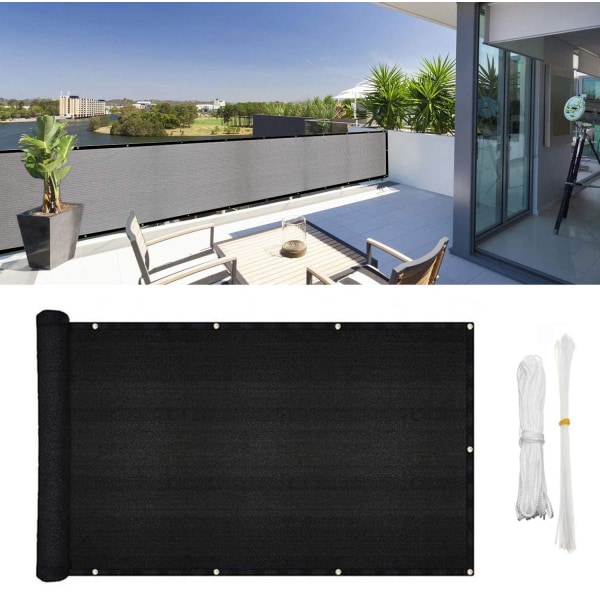 Balkong Privacy Screen Cover för veranda staket Markis SVART black