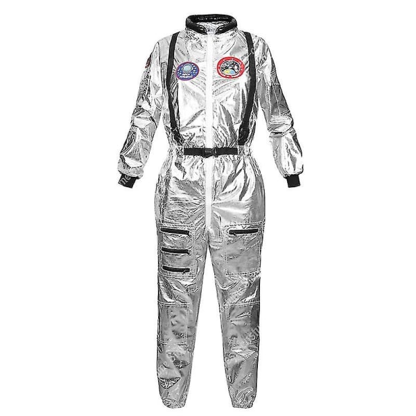 Astronautdräkt Herr Halloween-kostym för kvinnor Jumpsuits Astronautdräkt Cosplay-kostymer för vuxna men silver XL men silver S