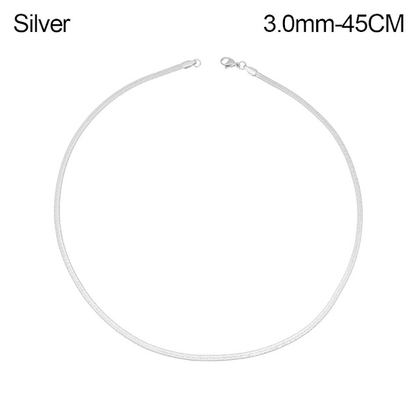 18"/20" platt ormkedja fiskbenshalsband Silver 3.0mm-45CM