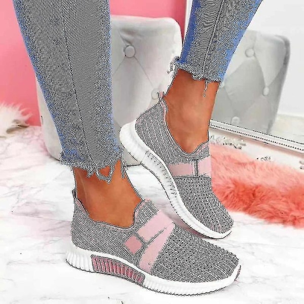 Slip-on skor med ortopedisk sula Dammode Sneakers Plattform Sneaker för kvinnor Walking Shoes Pink 39