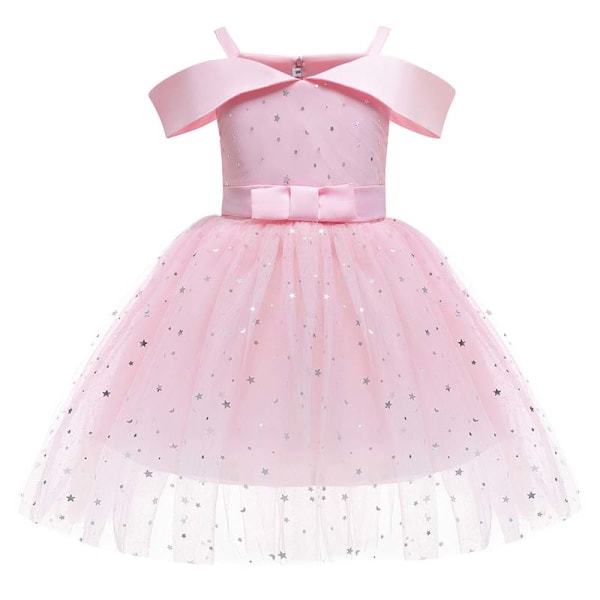 Puffig prinsessklänning för bröllop för flickor pink
