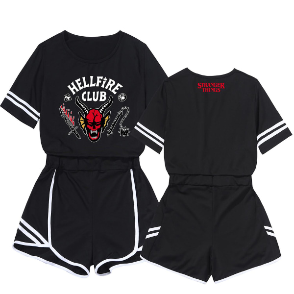 Stranger Things 4 The Hellfire Club T-shirt Shorts Set style 1 M