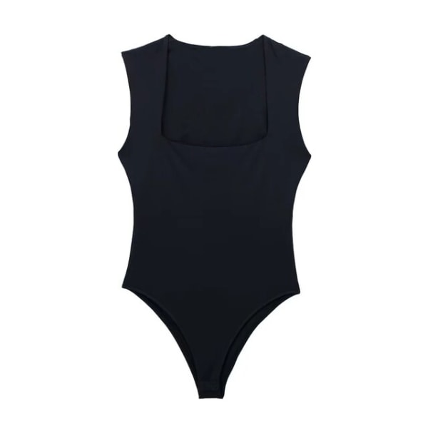 Ny sommar sexig bodysuit ärmlös linne för kvinnor black S