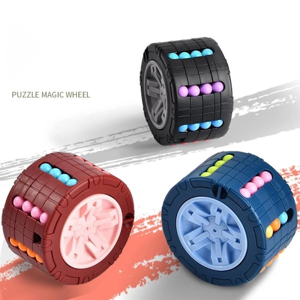 3D Cylindrical Cube Toy Magic Beans Spin Spiral Slide Game blcak
