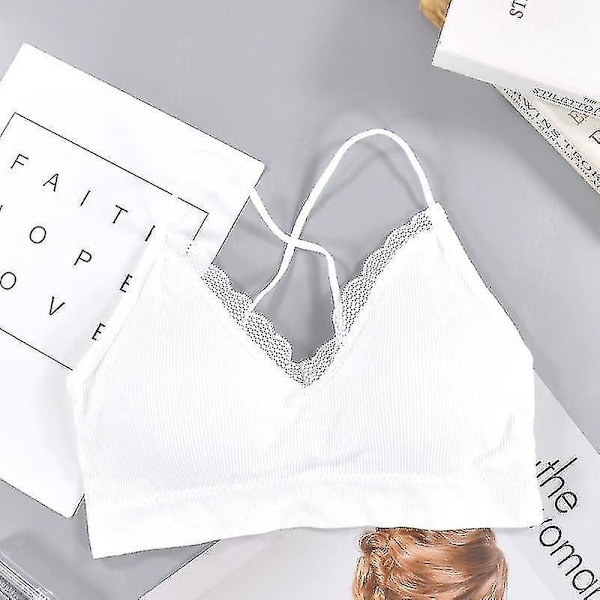 Push up bralette för kvinnor i tunn spets (En) (Vit)