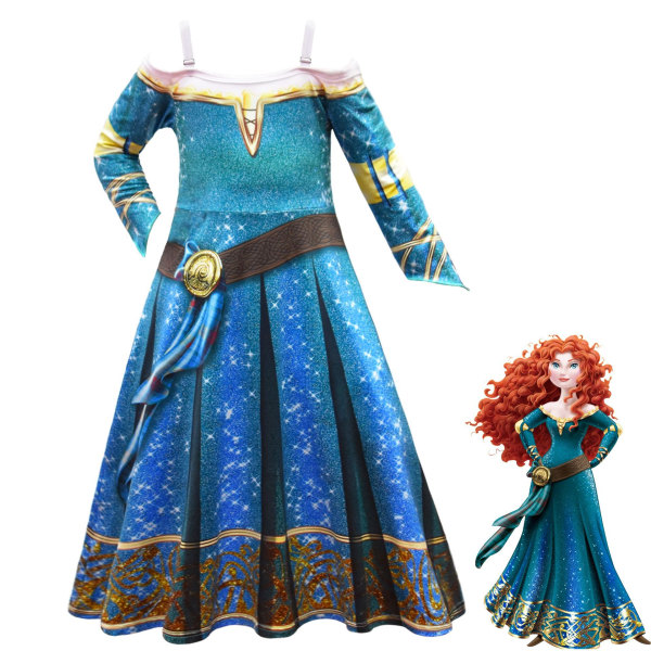 Modigare modig legend Merida cosplay dress up kostym tjej klänning 150cm 120cm
