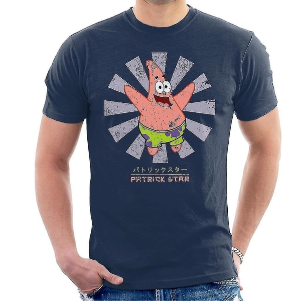 Patrick Star Retro Japansk Svampbob Fyrkant T-shirt för män