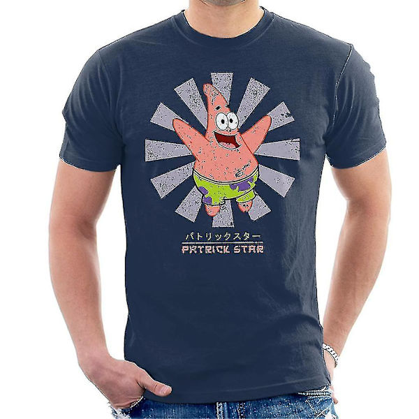 Patrick Star Retro Japansk Svampbob Fyrkant T-shirt för män