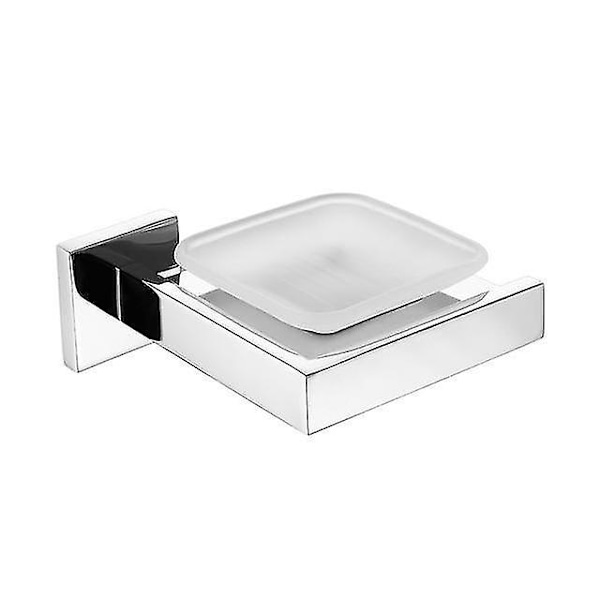 Krompolerade rostfria tillbehör Tvålkopp Toalettborsthållare|Hårdvara för badkar (silver)