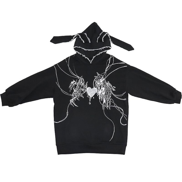 Y2k Harajuku Sweatshirt Gothic Grunge Bunny Ears Hoodie L