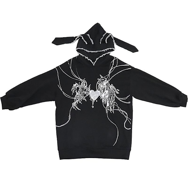 Y2k Harajuku Sweatshirt Gothic Grunge Bunny Ears Hoodie M