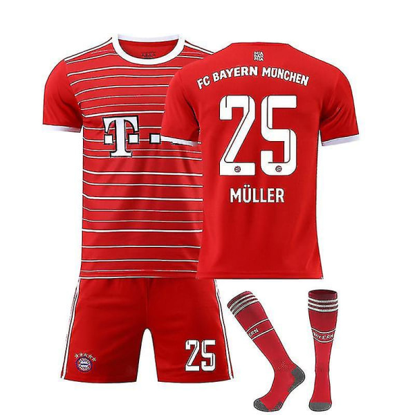 22-23 Bayern München Muller #25 Fotbollströjuniformer Kids 24(130-140CM)