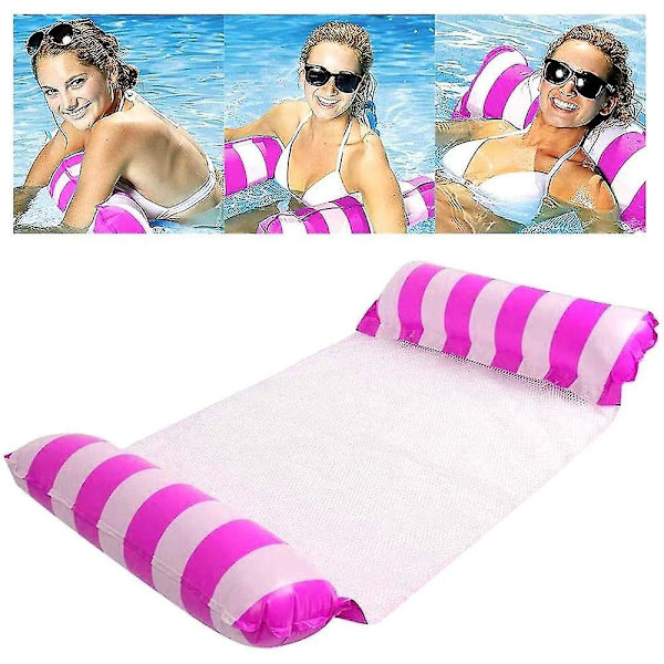 Uppblåsbar flytande säng vattenhängmatta 4 i 1 fåtölj Pink