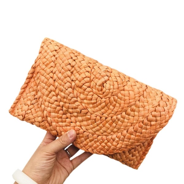 Corn Fur Woven Bag Square Clutch Bags ORANGE Orange