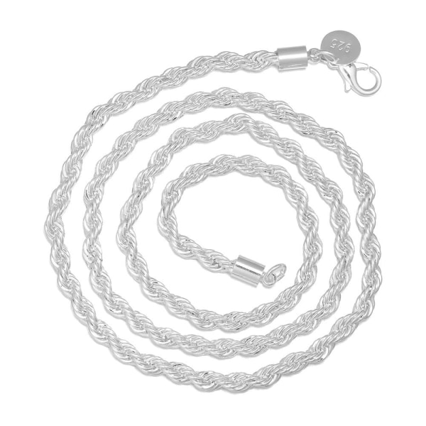 Twisted Rope Chain Necklace 925 Sterling Silver 22 INCH 22 INCH 22 inch
