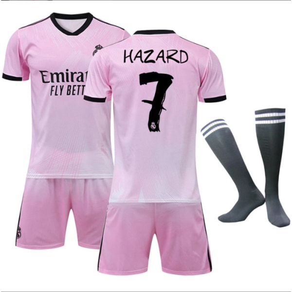 2223 Real Madrid Jubileums Benzema Hazard fotbollströja HAZARD 7 22 (120-130cm)