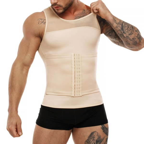 Eleady Compreion Shirt Slimming Body Shaper Vät ärmlö undertröja Linne Magkontroll Shapewear för män (Svart Large) beige s