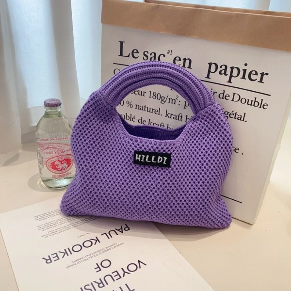 Stickad handväska Knot handledsväska LILA purple