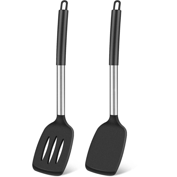 Set i rostfritt stål Non-stick spatel SVART black