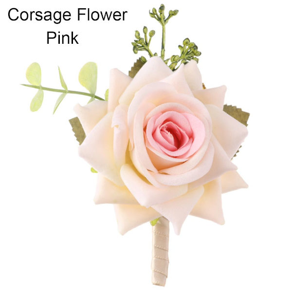 Brud handled Blomma Hand Blommor ROSA CORSAGE BLOMMA Pink Corsage Flower