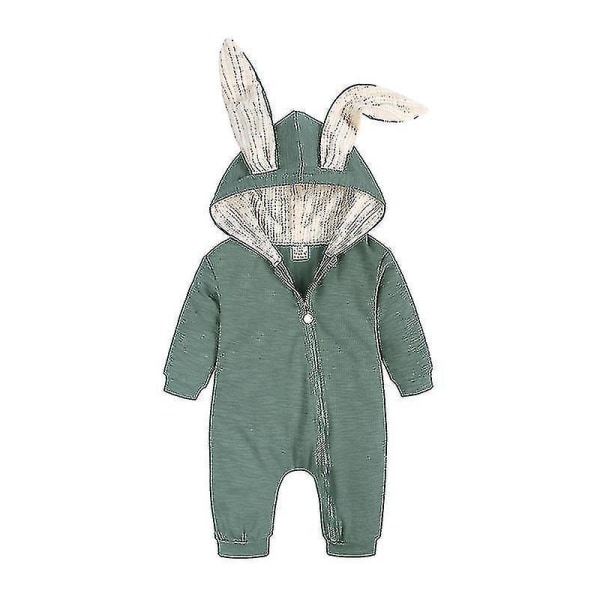 Cartoon Bunny Easter Hoodie Outfits Rompers Bomullsdragkedja Rompers Green