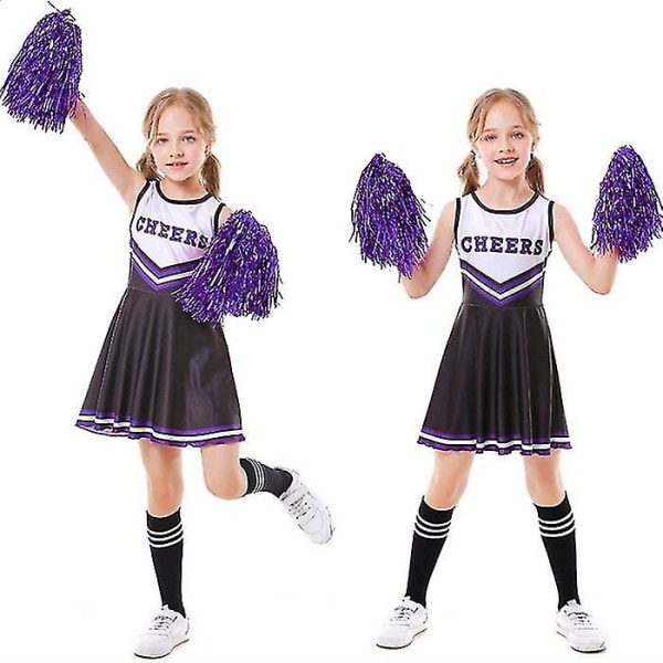 Barnens skolfest Cheerleader kostym Halloween-fest Black 140cm