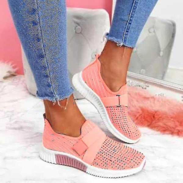 Slip-on skor med ortopedisk sula Dammode Sneakers Plattform Sneaker för kvinnor Walking Shoes Light Pink 42
