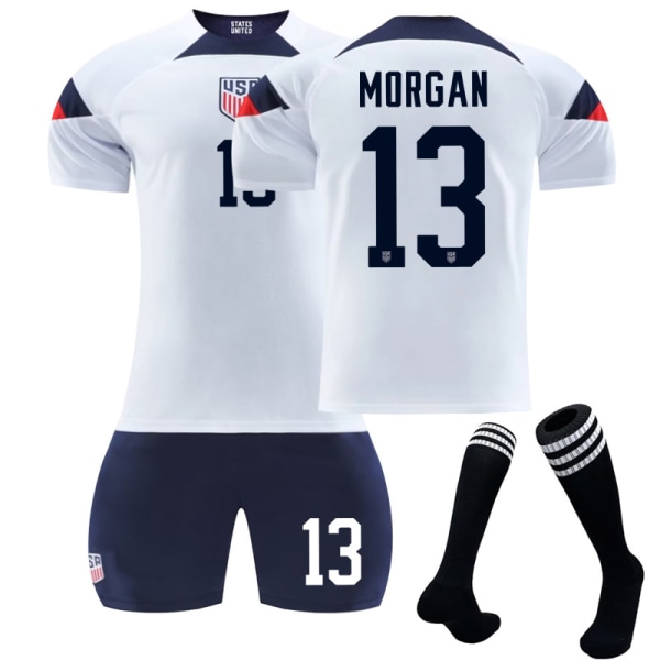 22-23 World Cup America Home Fotbollströja Träningsdräkt MORGAN 13 Kids 16(90-100CM)