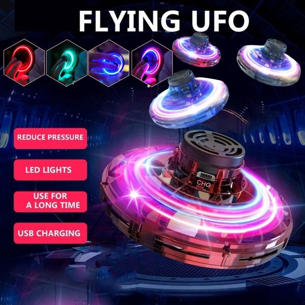 Flynova Spinner Supper UFO Flying Finger Gyro Drone Plane Toy Red