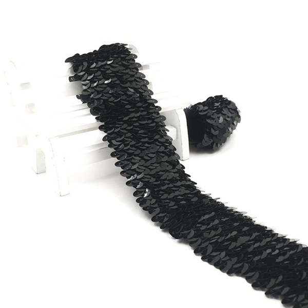 Paljett Spetsband Handdekorerad SVART Black