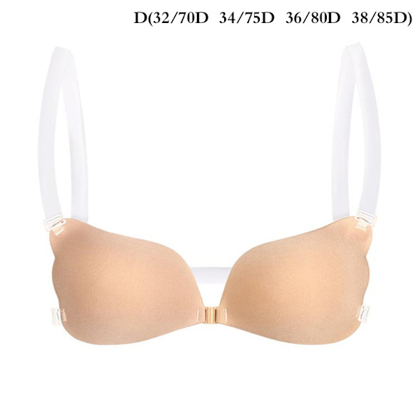 1st Kvinnor Osynlig BH Push Up Silikon BH med Transparent Apricot D