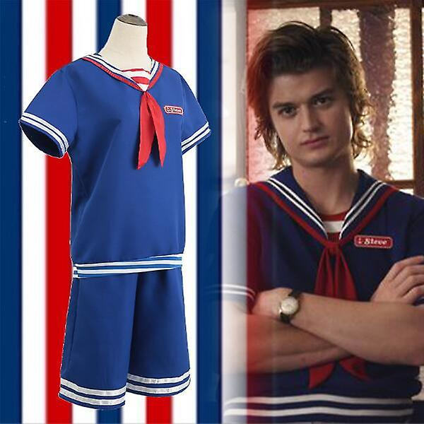 Stranger Things Kvinnor Cosplay Festkläder Marinblå Uniform Kostym Men L