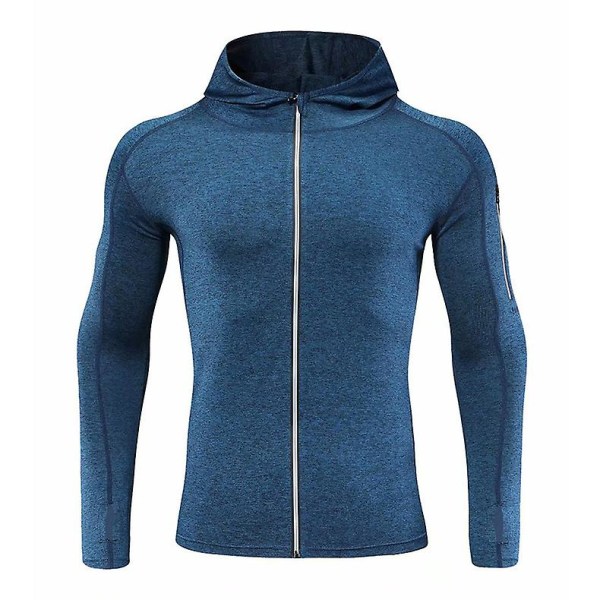 Träningsjacka Herr Hooded Running Wear Tight Hoodie Workout Wear blue M